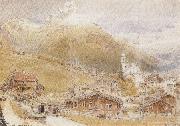 Albert goodwin,r.w.s A Sunday Morning in Engelberg,Switzerland (mk37) oil painting artist